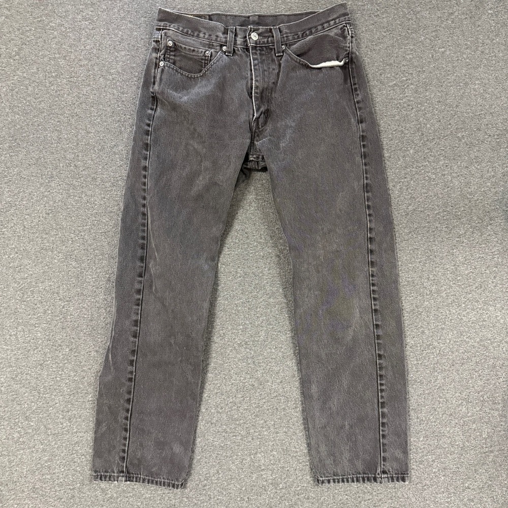 Vintage Levis 505 Regular Fit Jeans Mens 34x32 Black Good Faded Straight Leg